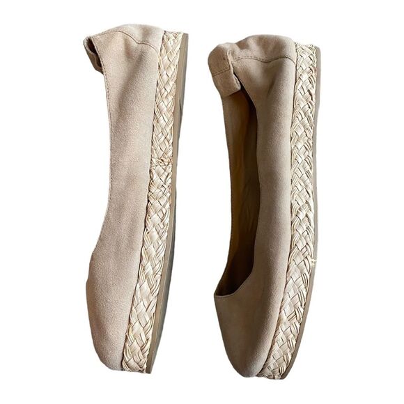 Joie Suede‎ Leather Flats Size 7.5 Beige Espadrille Slip On Coastal Natural Boho - Picture 3 of 8